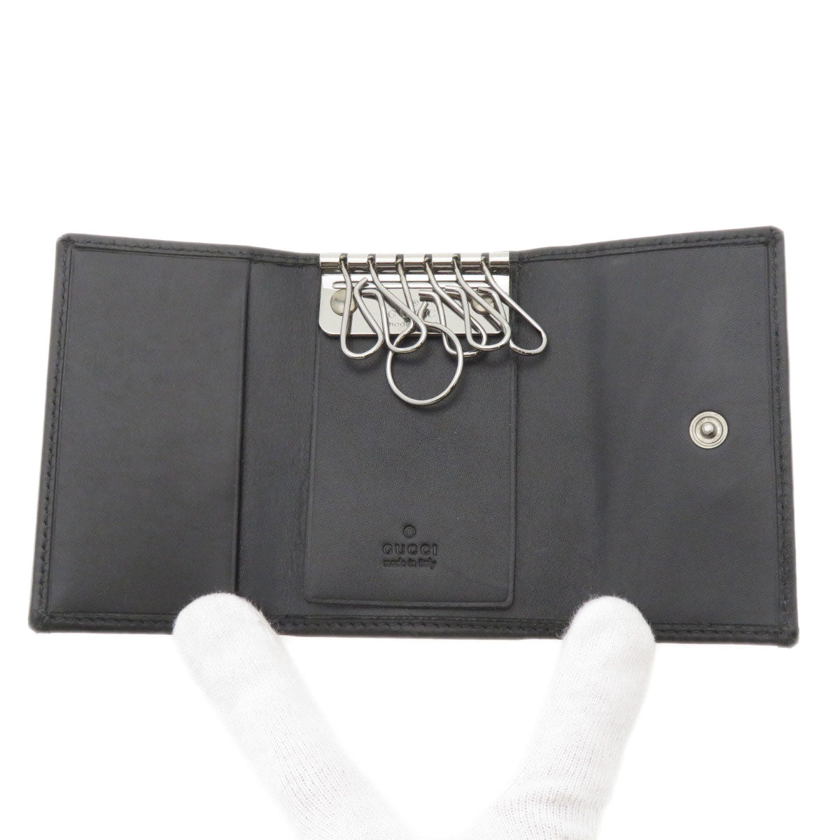 GUCCI Key case Key holder  92749 Calfskin black Logo motif mens