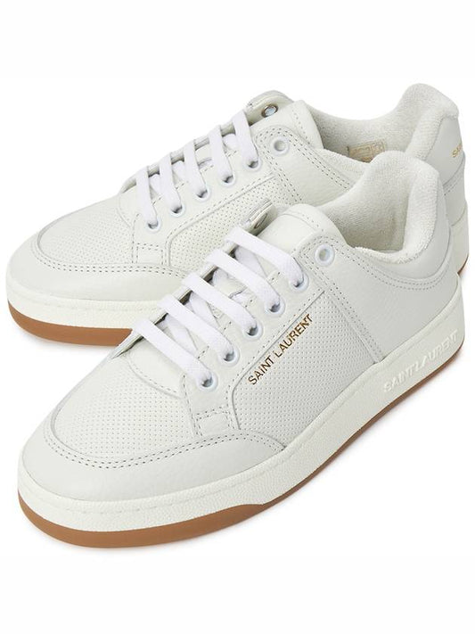 Luxury Saint Laurent Trending 2025 SL 61 Logo Signature Leather Low Top Sneakers White