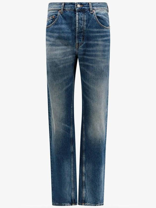 Luxury Saint Laurent Trending 2025 Back Logo Patch Biologics Cotton Jeans Blue