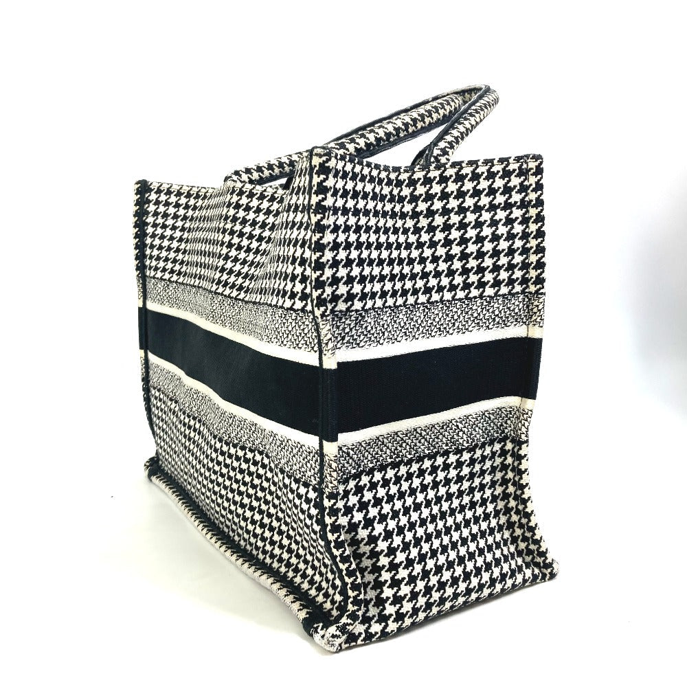 Dior Tote Bag M1296ZTQT_M911 canvas black Houndstooth Book Tote Medium Logo Women