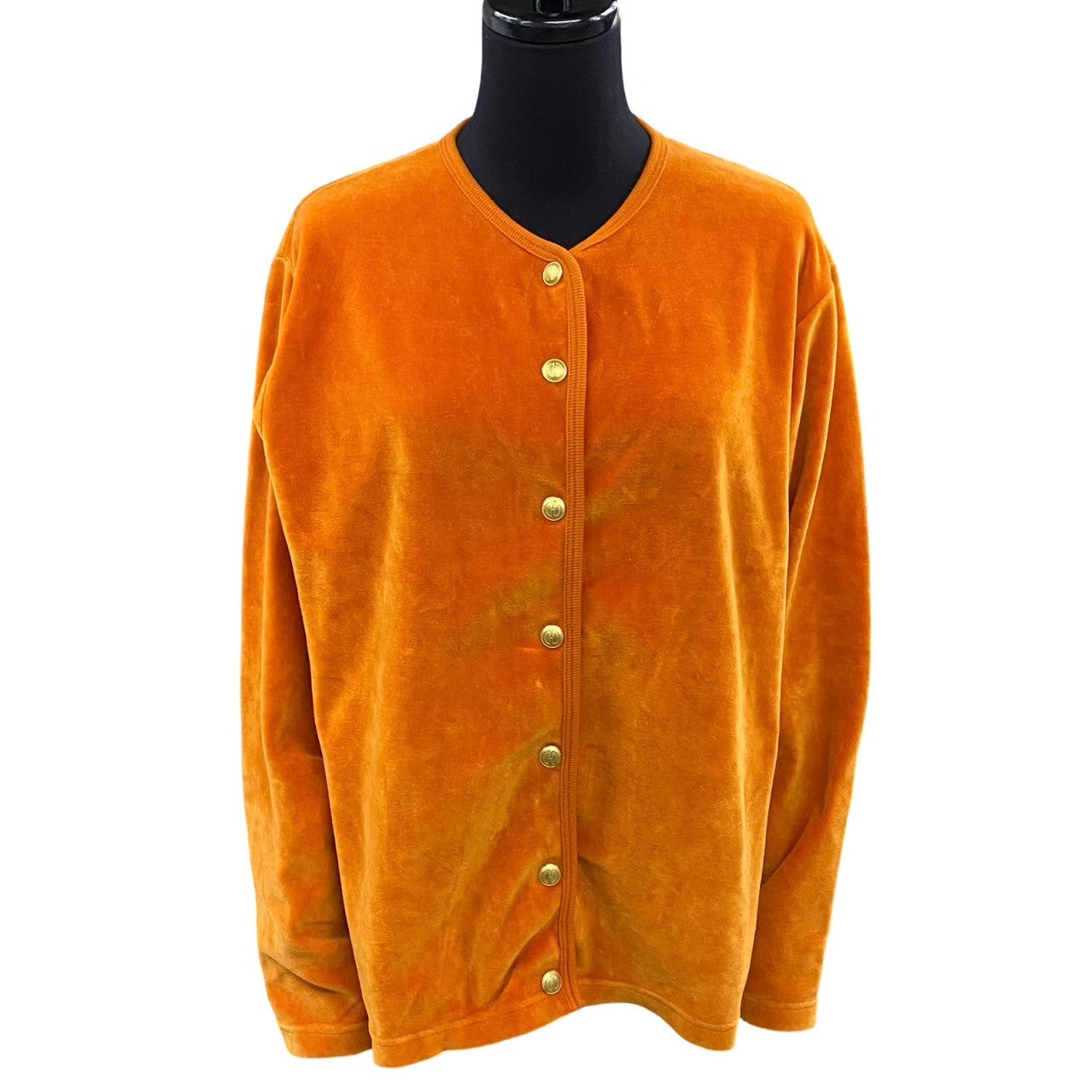 GUCCI cardigan Cotton, Polyester Orange GG logo button Velour Cardigan Women M