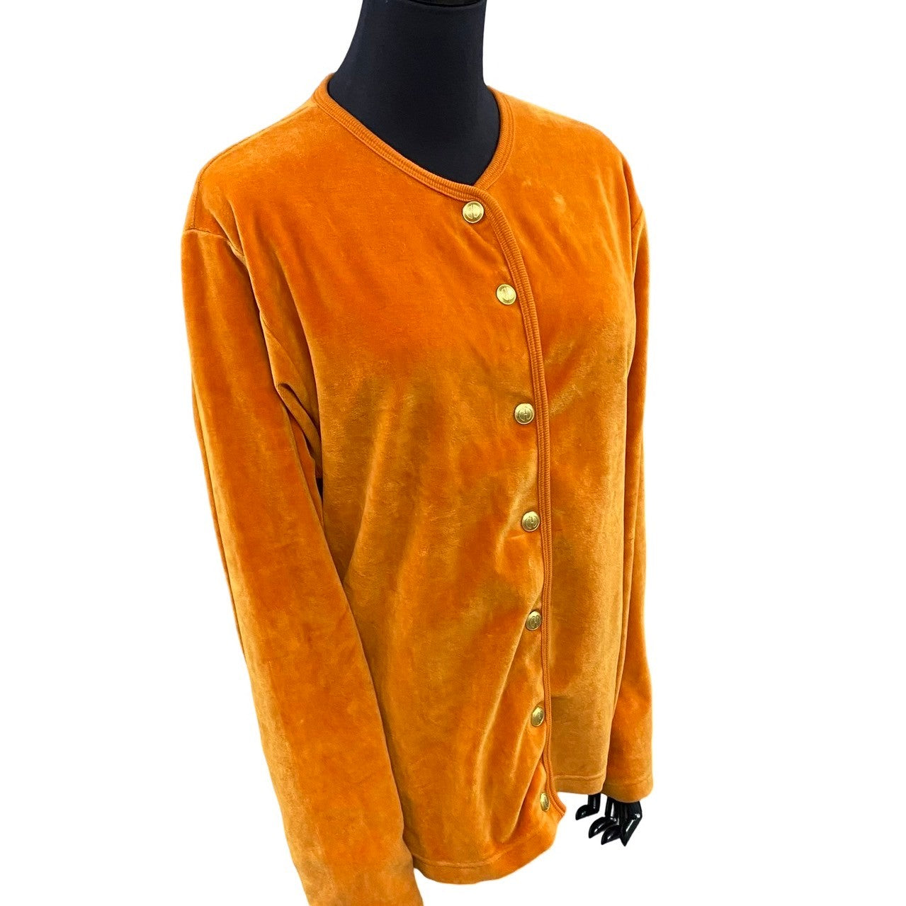 GUCCI cardigan Cotton, Polyester Orange GG logo button Velour Cardigan Women M