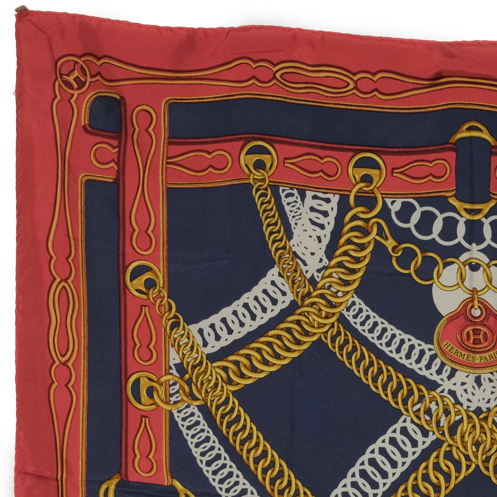 HERMES scarf silk Red and blue Carre90 Women