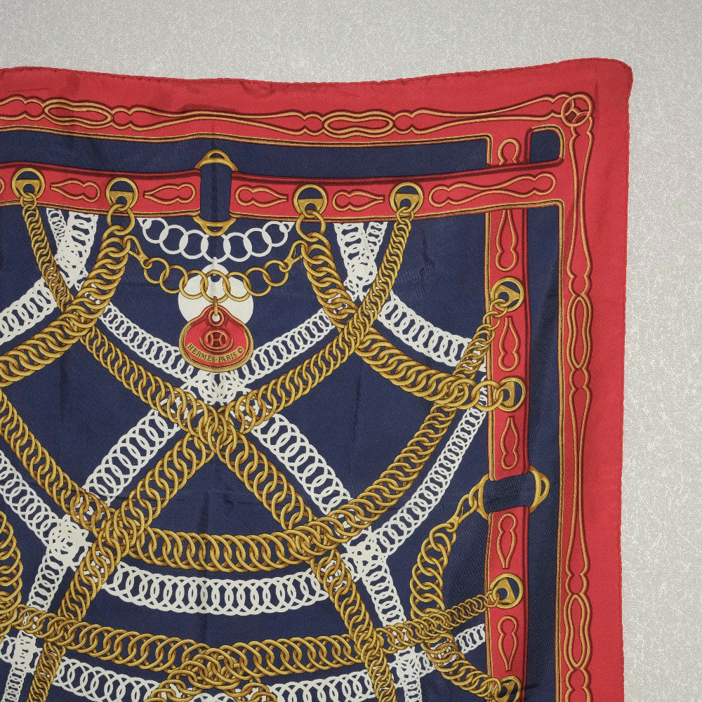 HERMES scarf silk Red and blue Carre90 Women