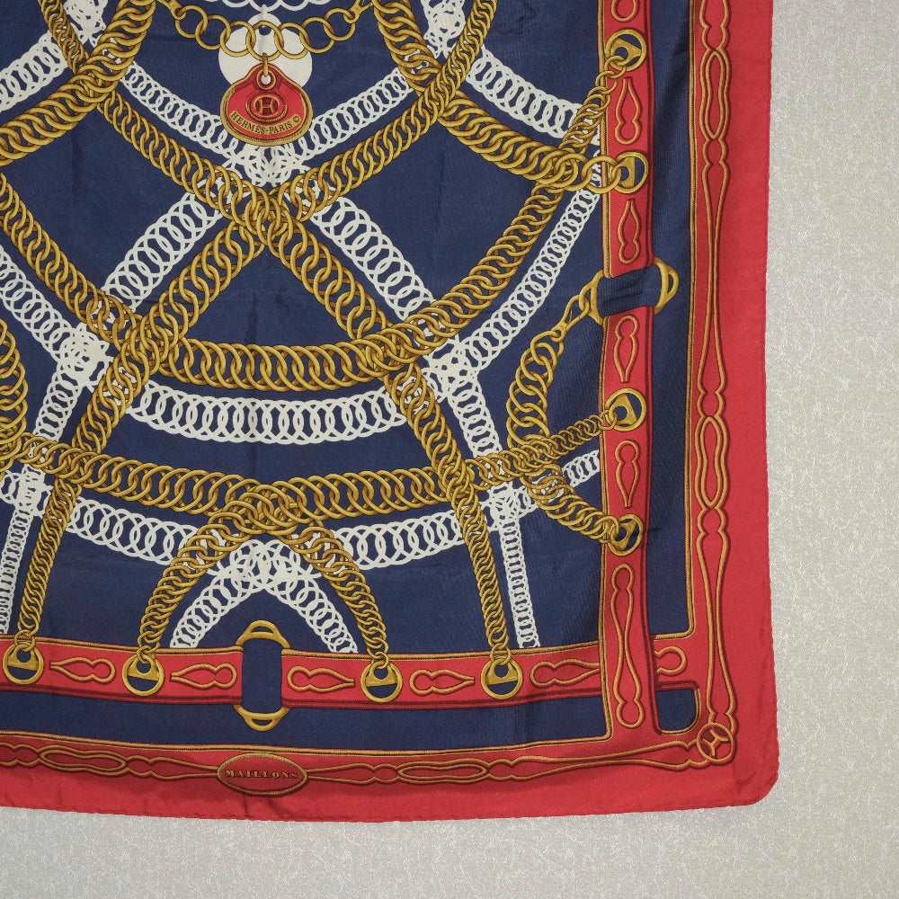HERMES scarf silk Red and blue Carre90 Women