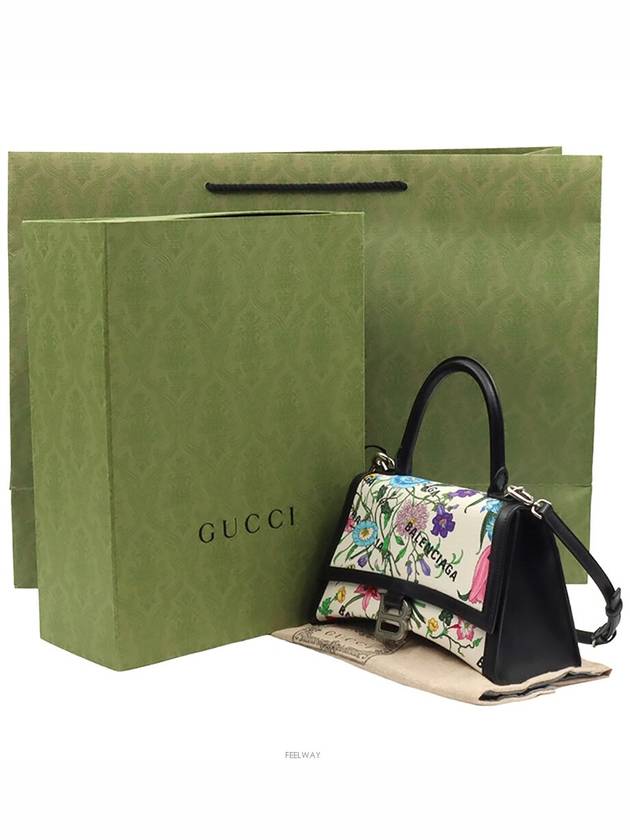Gucci Luxury Balenciaga Trending 2025 Cotton Canvas Black Leather Hacker Project Flora Small Hour Glass 2WAY