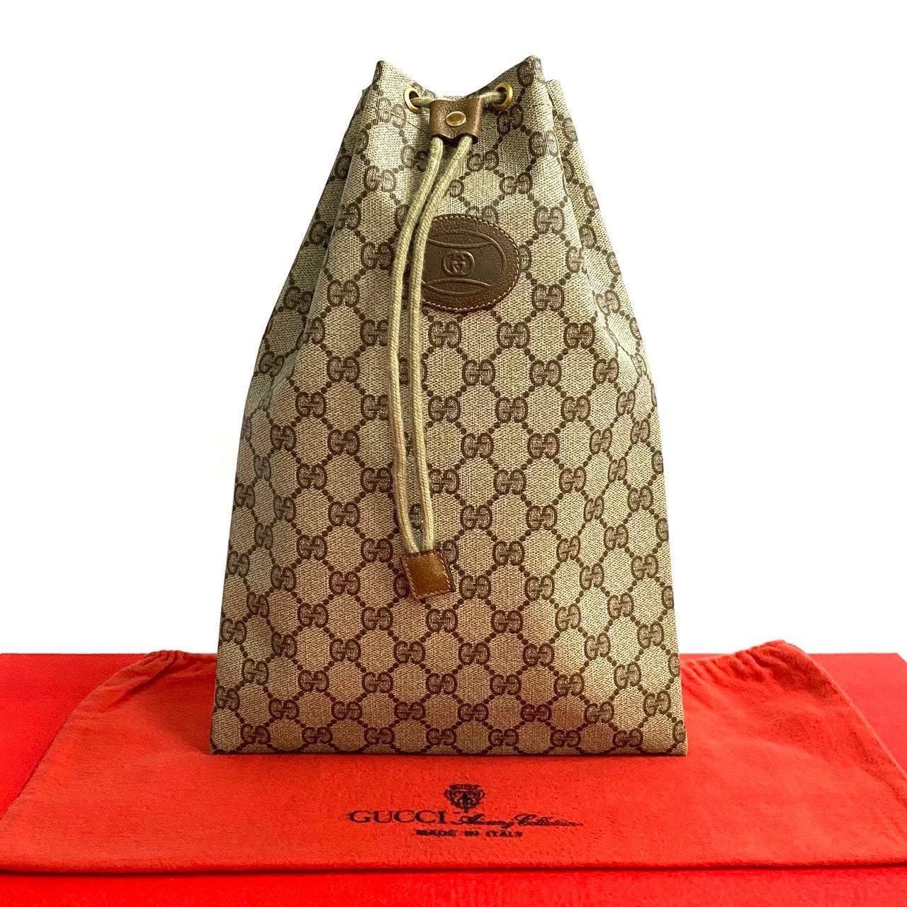 GUCCI Handbag Leather, PVC Brown GG logo Women