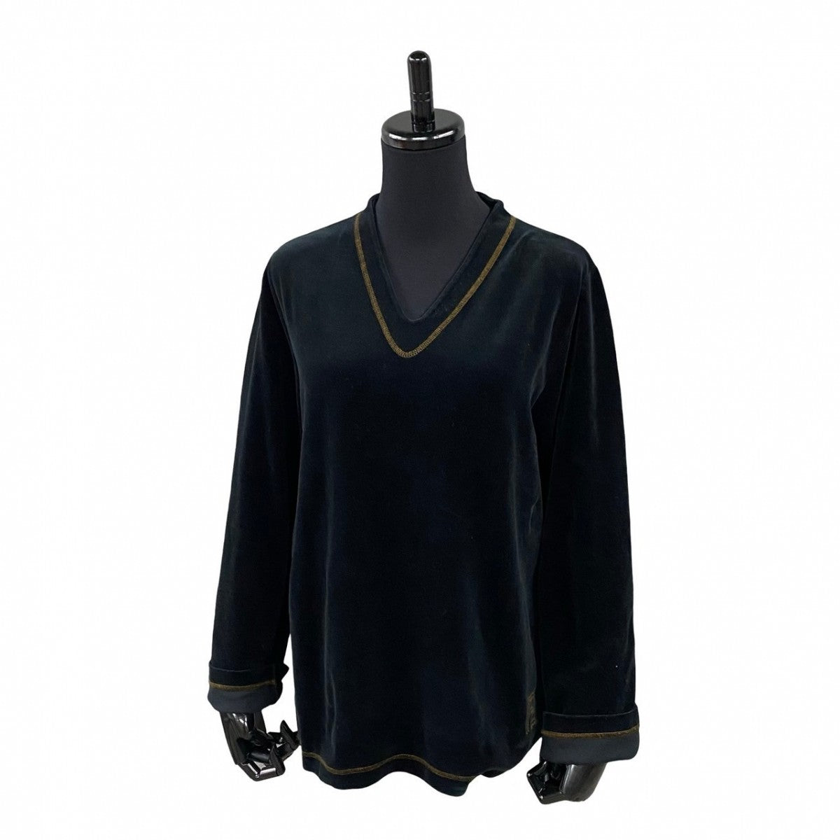 FENDI Cut Velor black FF logo stitch Women 44