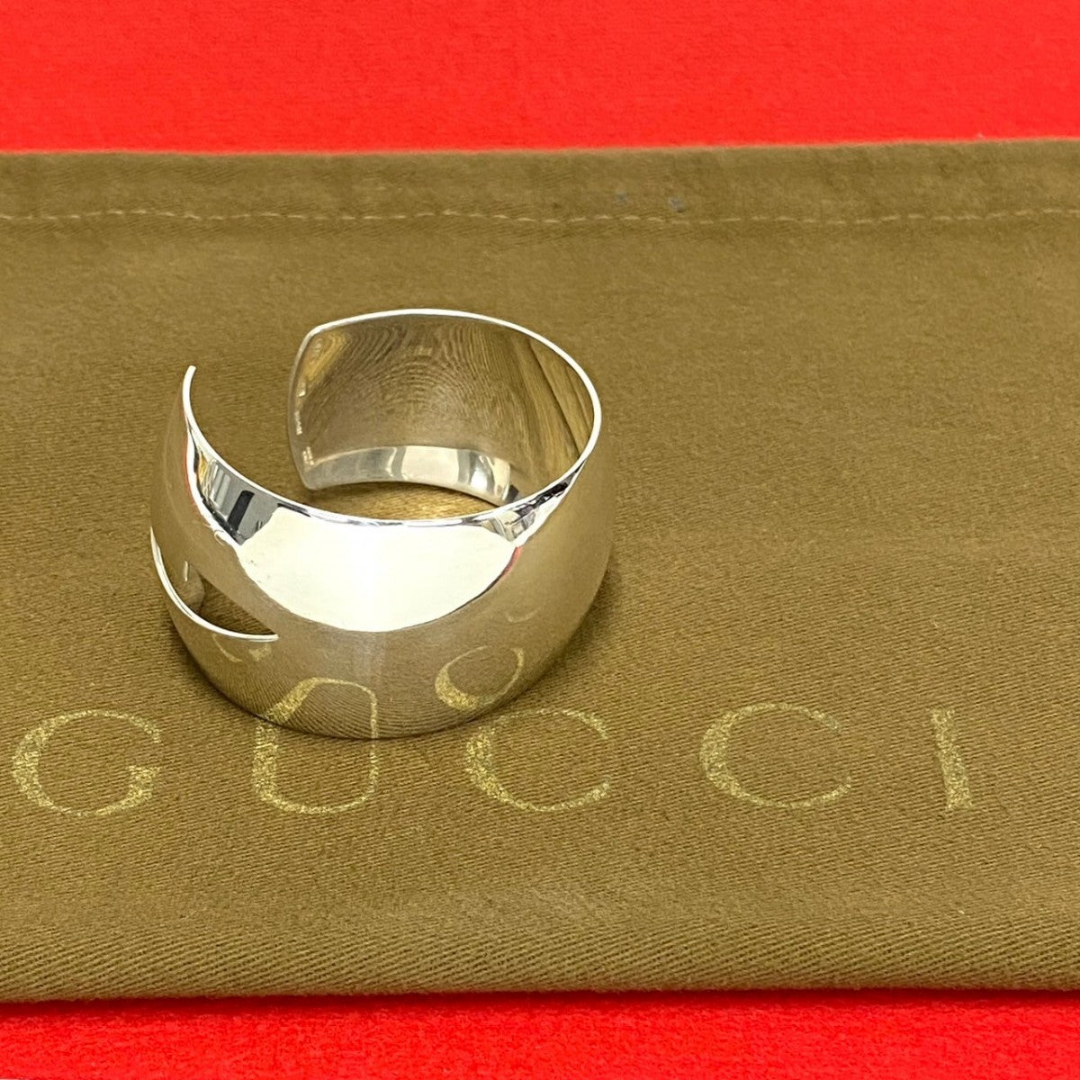 GUCCI Bangle Silver925 Silver Cut-out wide cuffs Women