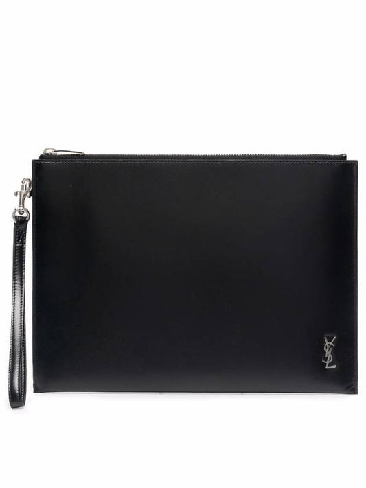 Luxury Saint Laurent Trending 2025 Tiny Monogram Silver Clutch Bag Black
