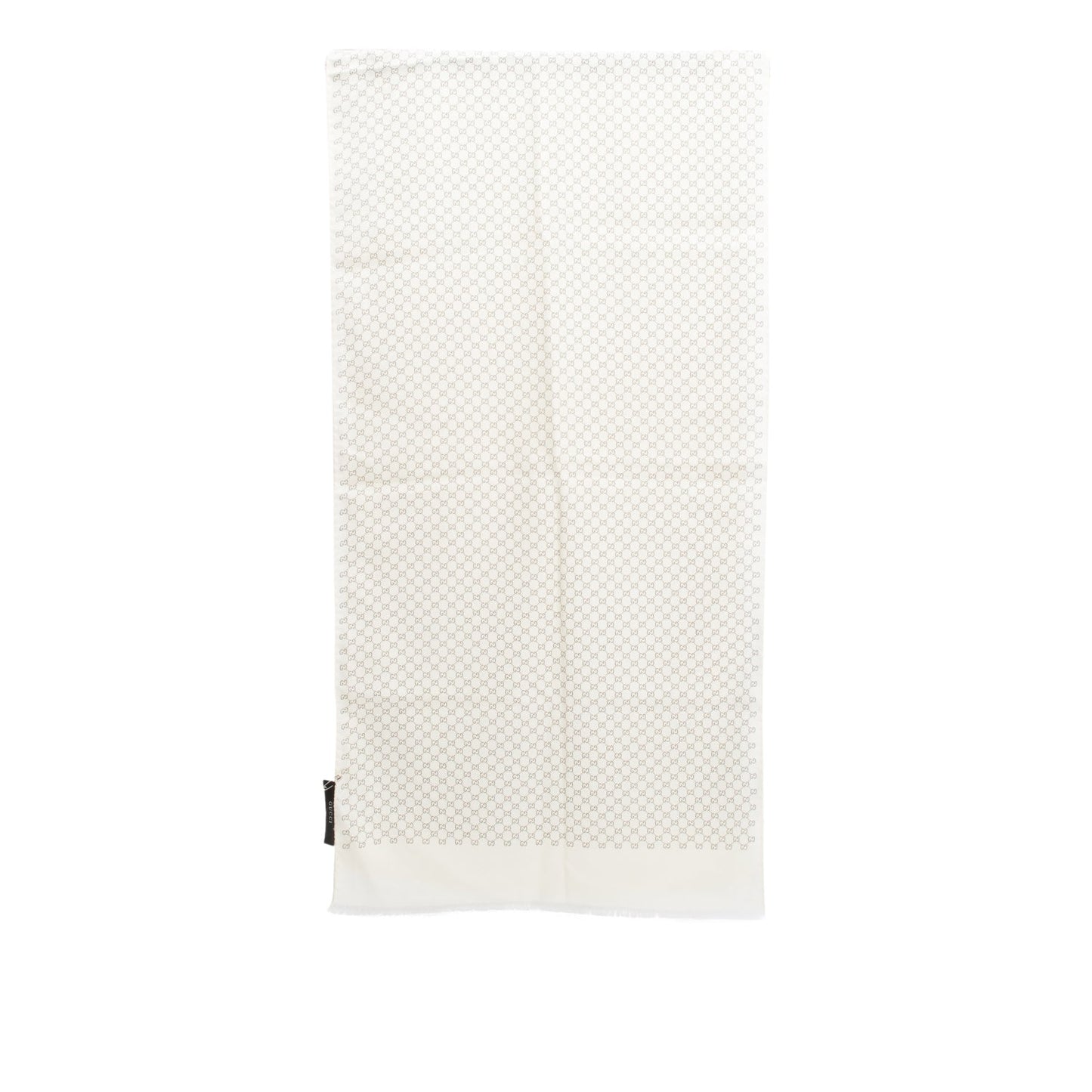 Gucci White Micro GG Jacquard Wool Silk Scarf