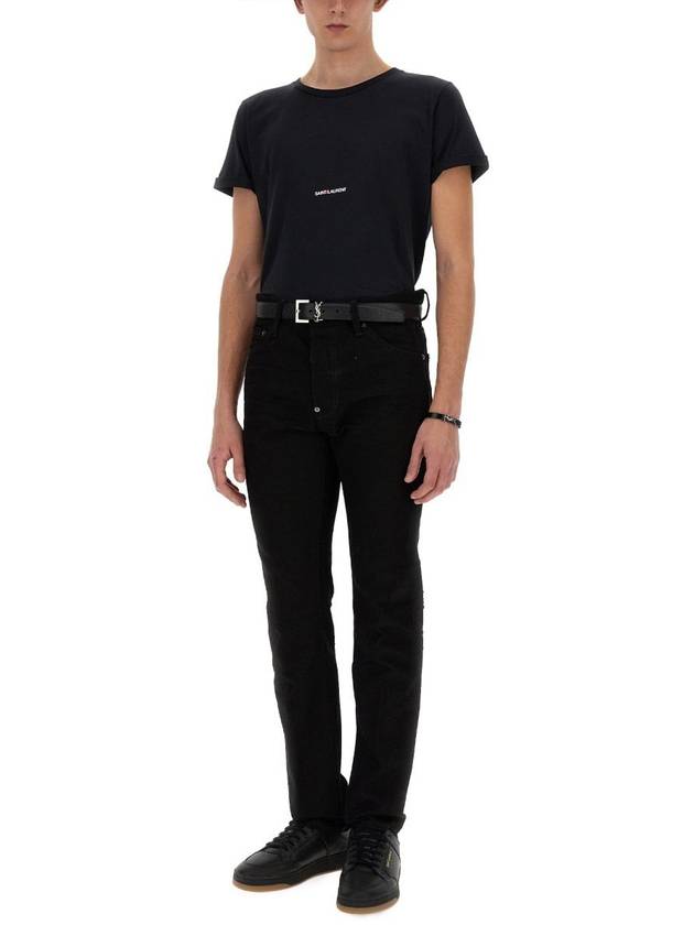 Luxury Saint Laurent Trending 2025 Men's Small Logo Short Sleeve T-Shirt Black