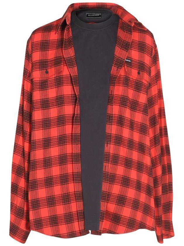 Luxury Balenciaga Trending 2025 Trompe L'Oeil Long Sleeve Shirt Red