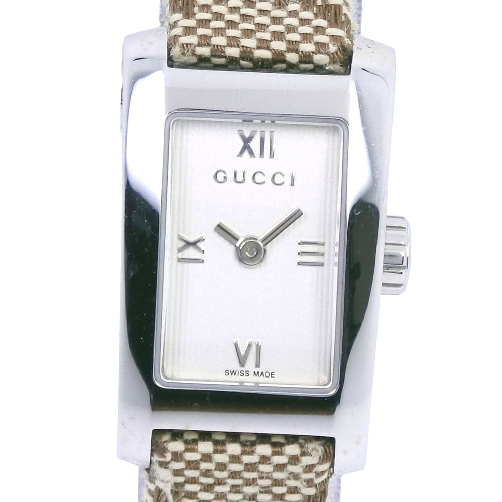 GUCCI Watches Quartz 8600L Stainless Steel, GG Canvas white White dial Women