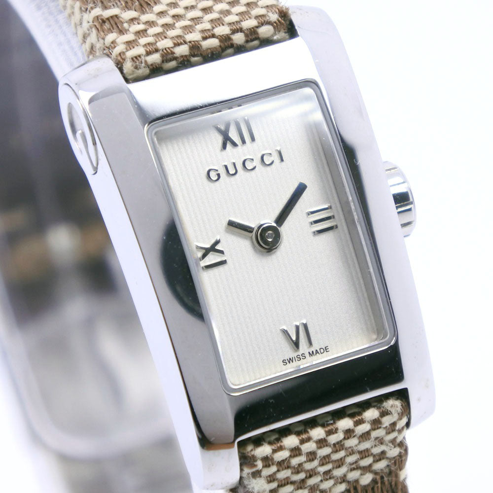 GUCCI Watches Quartz 8600L Stainless Steel, GG Canvas white White dial Women