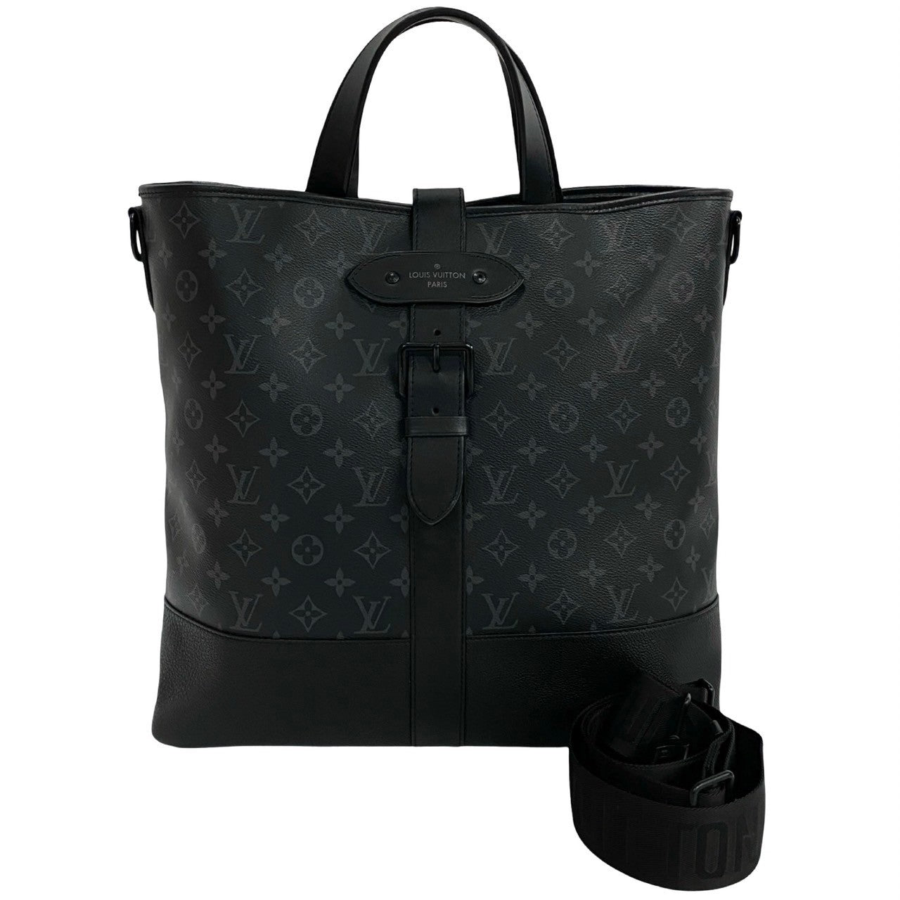 LOUIS VUITTON Shoulder Bag M45914 leather black Monogram Eclipse Saumur