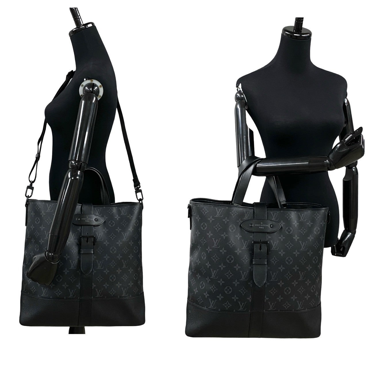 LOUIS VUITTON Shoulder Bag M45914 leather black Monogram Eclipse Saumur