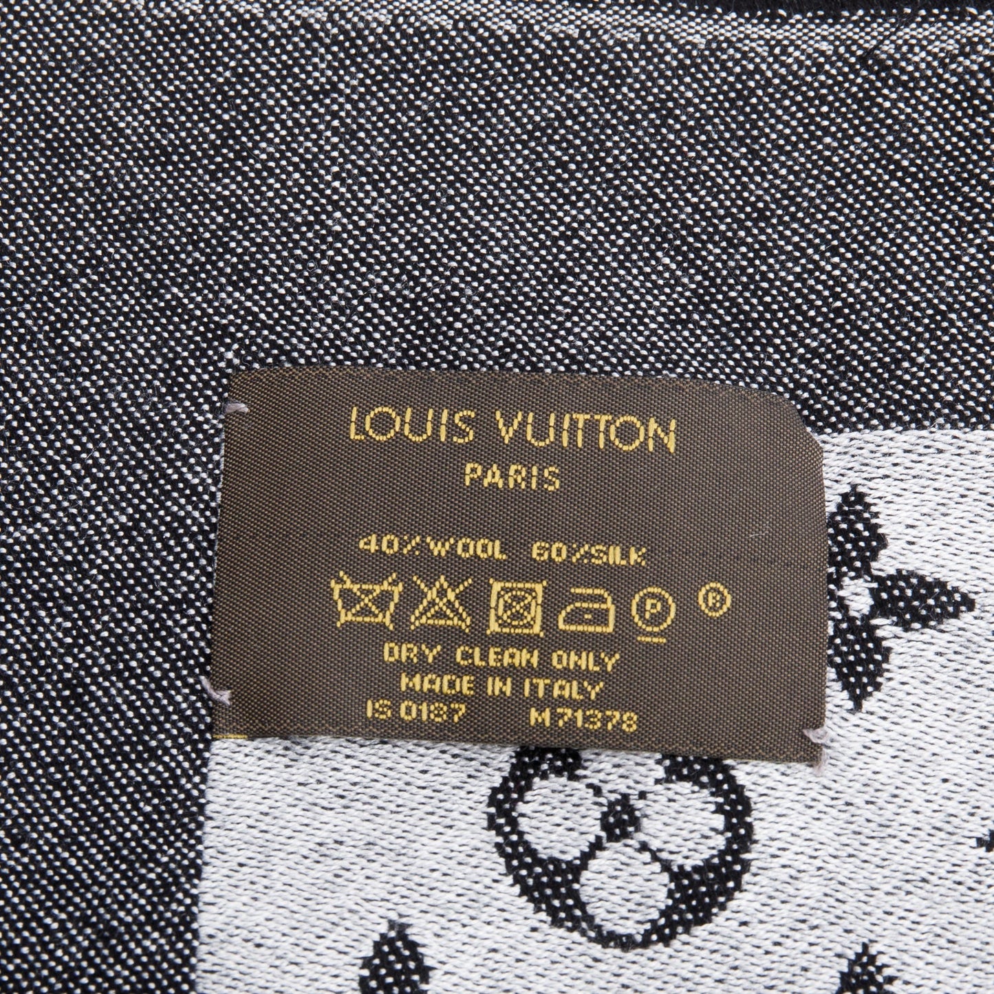 Louis Vuitton Grey/Black Monogram Denim Shine Shawl Scarf