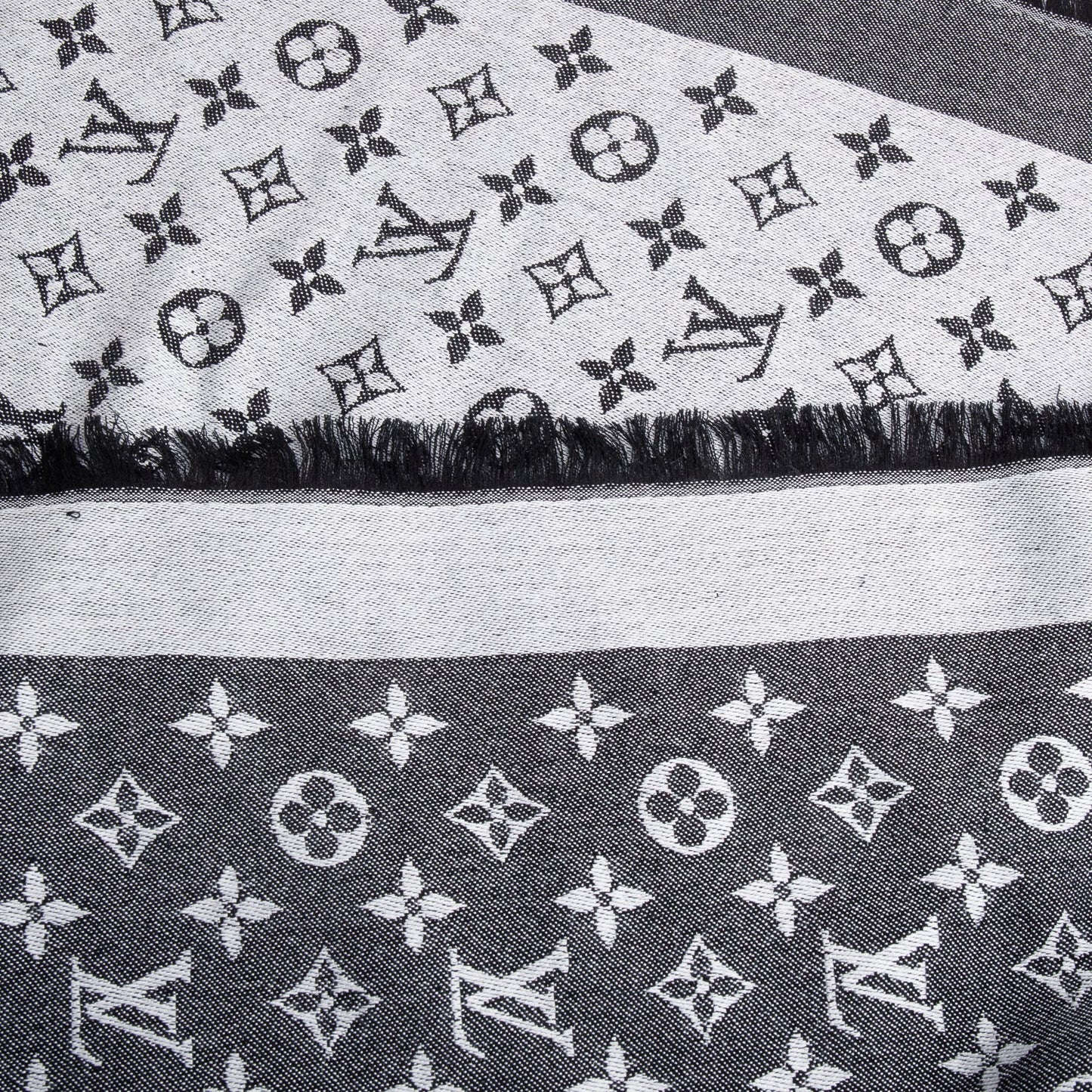 Louis Vuitton Grey/Black Monogram Denim Shine Shawl Scarf