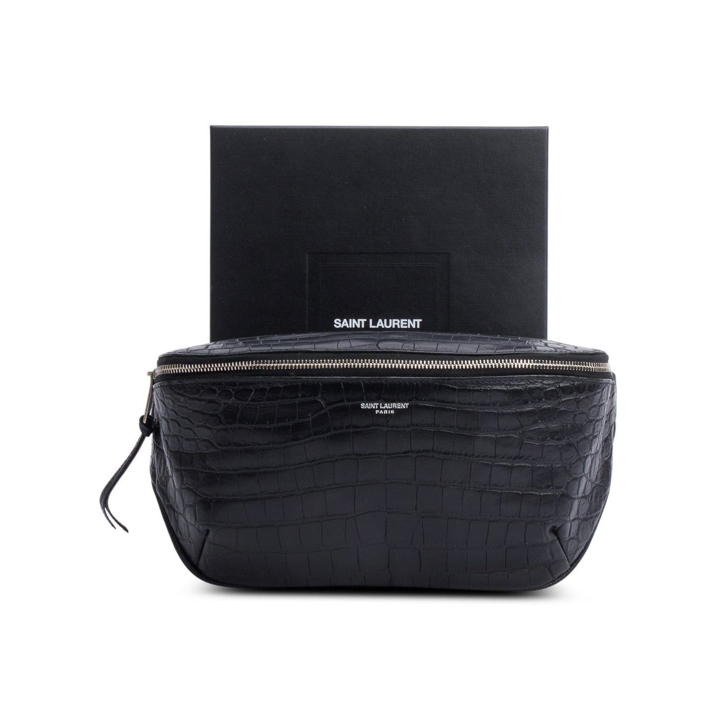 Saint Laurent Black Croc-Embossed Leather Marsupio Belt Bag