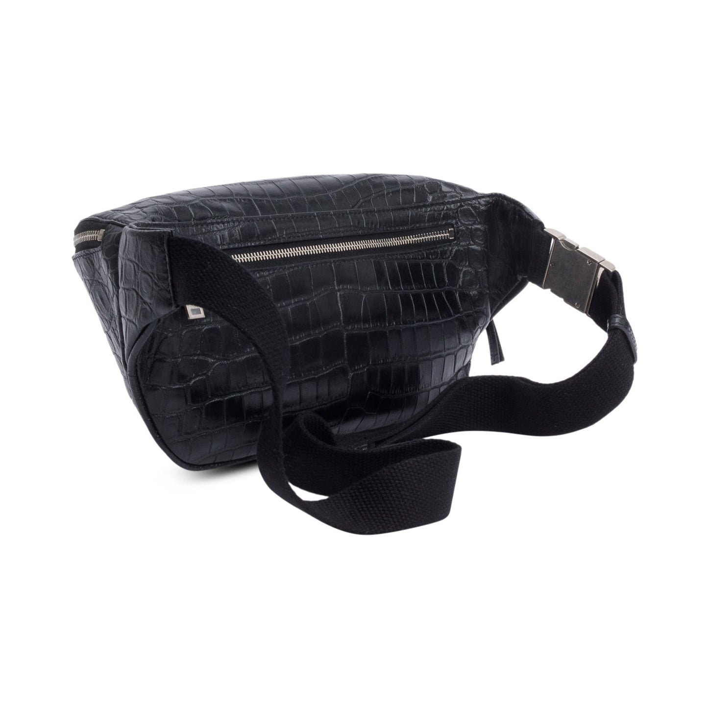 Saint Laurent Black Croc-Embossed Leather Marsupio Belt Bag