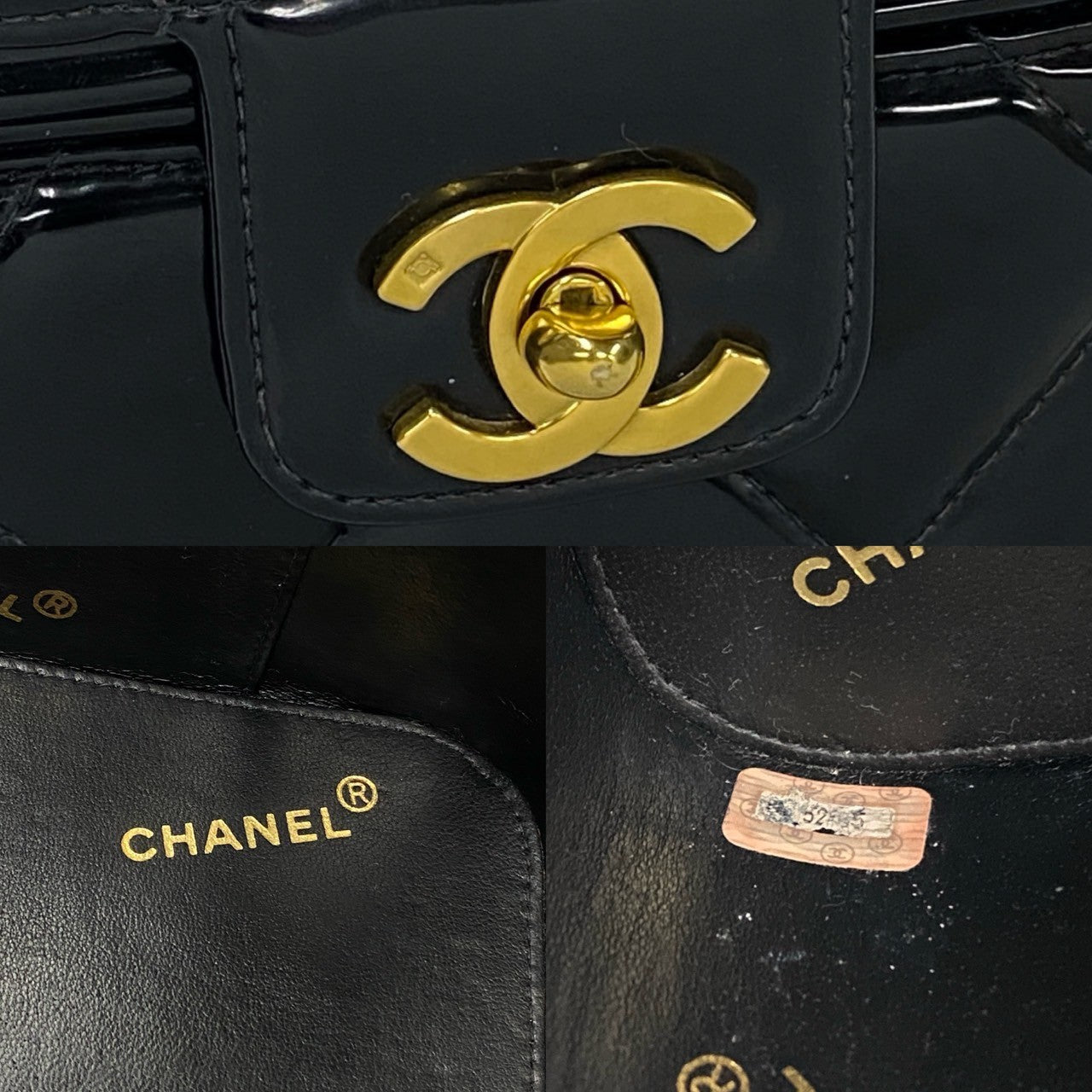 CHANEL Handbag Patent leather black Matrasse Heart Mirror Vanity