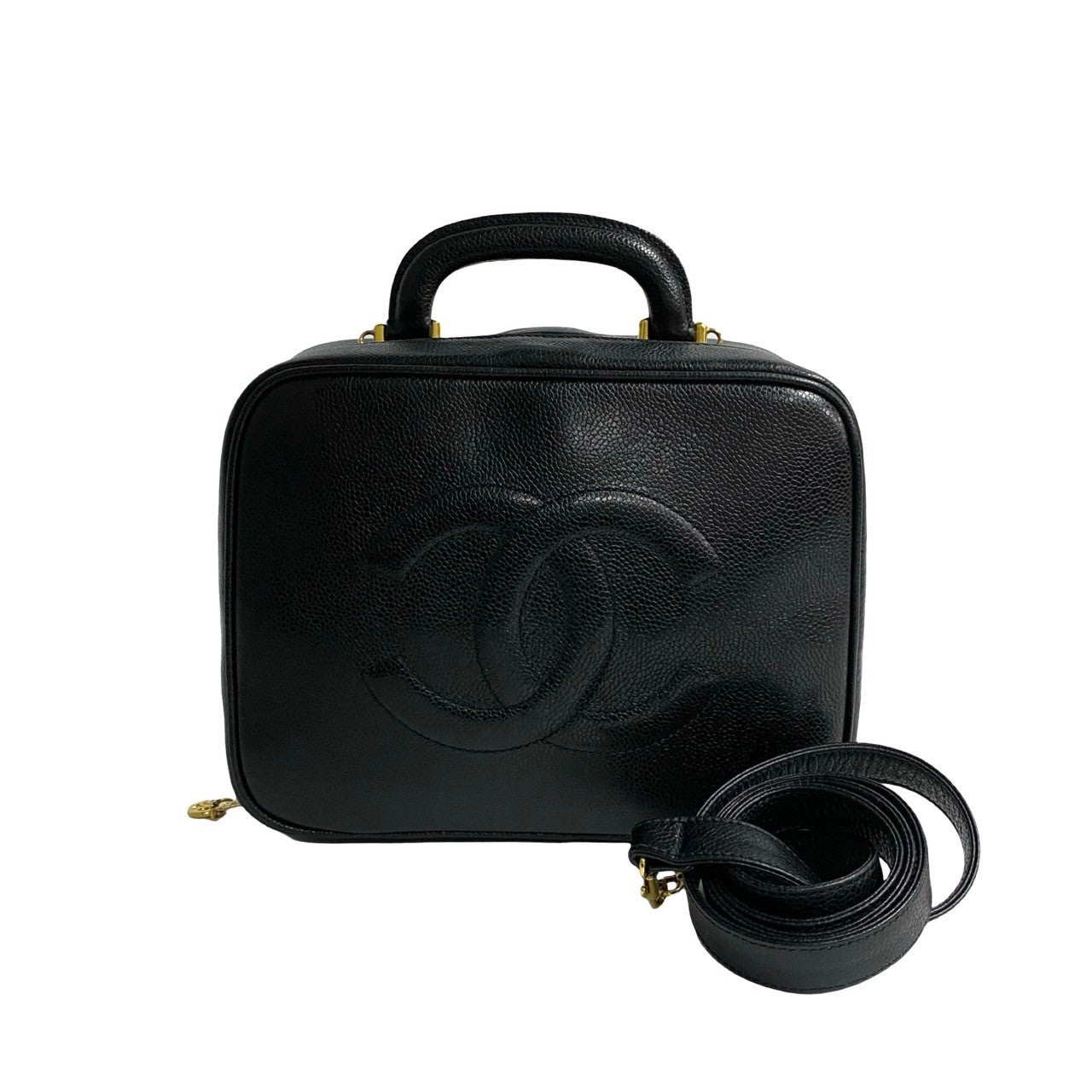 CHANEL Shoulder Bag Matt caviar skin black