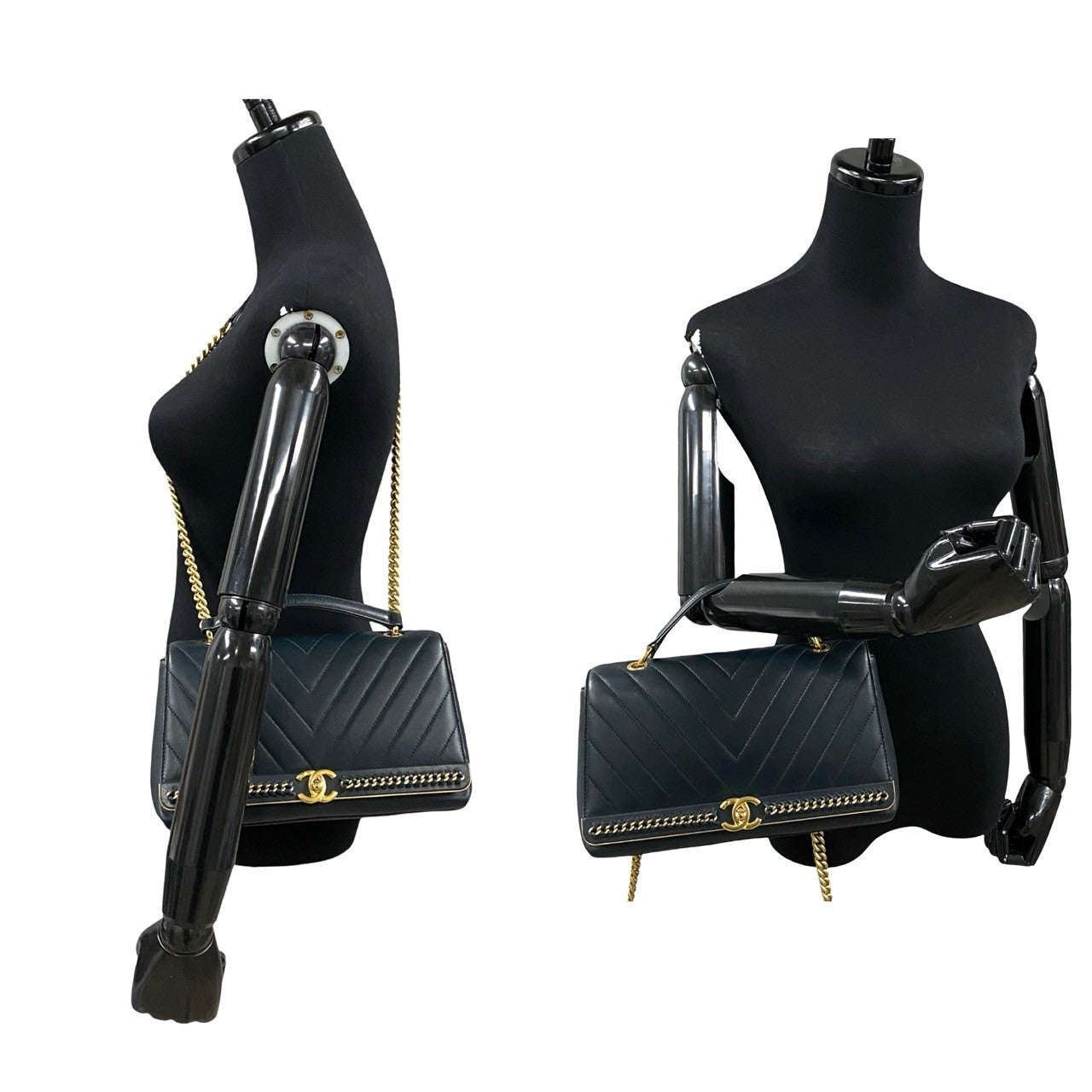 CHANEL Shoulder Bag lambskin Navy