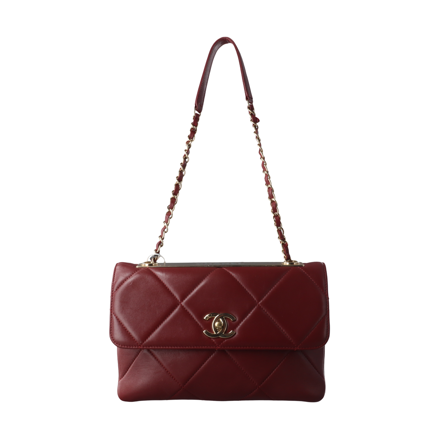 Chanel Trendy CC Flap Crossbody Bag Medium Lambskin Leather Burgundy, 2019