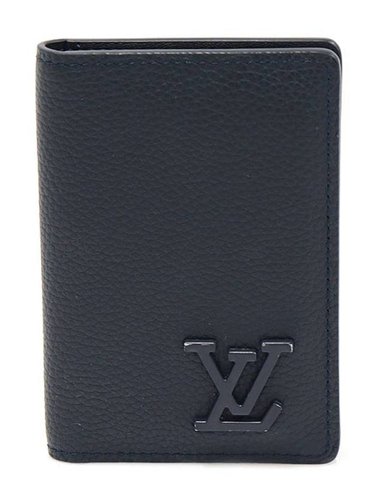 Luxury Saint Laurent Trending 2025 M69979 Ink Blue Grain Calfskin LV Aerogram Pocket Organizer Card Holder