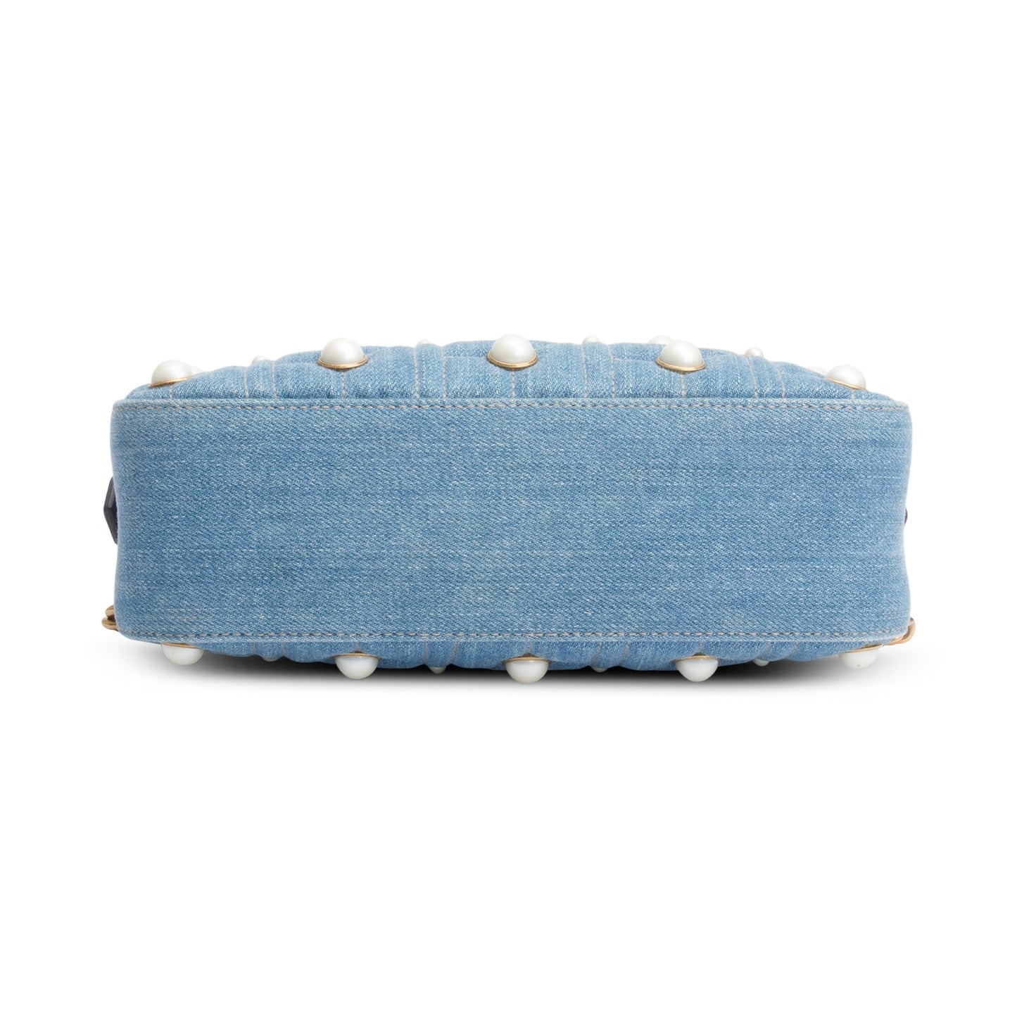 Gucci Blue Denim GG Marmont Pearly GG Small Shoulder Bag