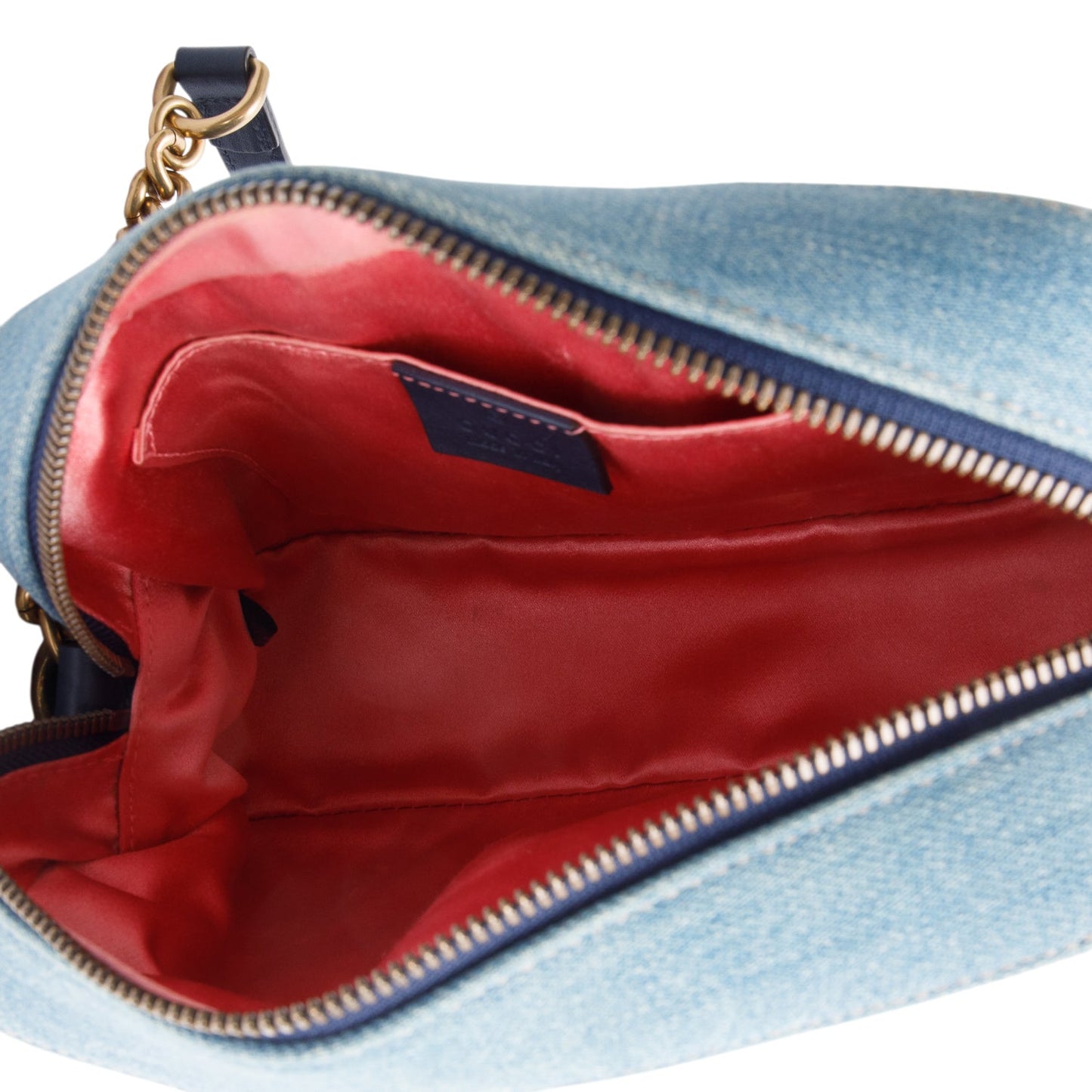 Gucci Blue Denim GG Marmont Pearly GG Small Shoulder Bag