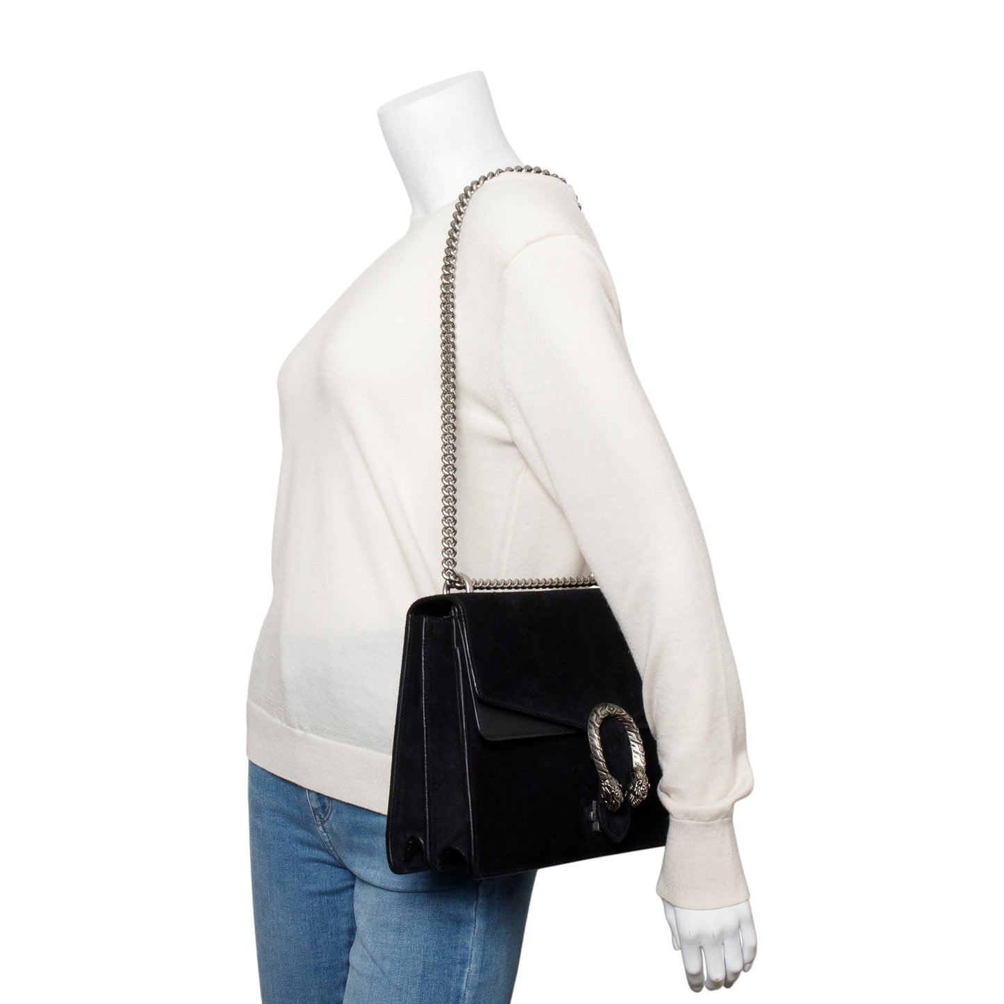 Gucci Black Suede Dionysus Medium Shoulder Bag