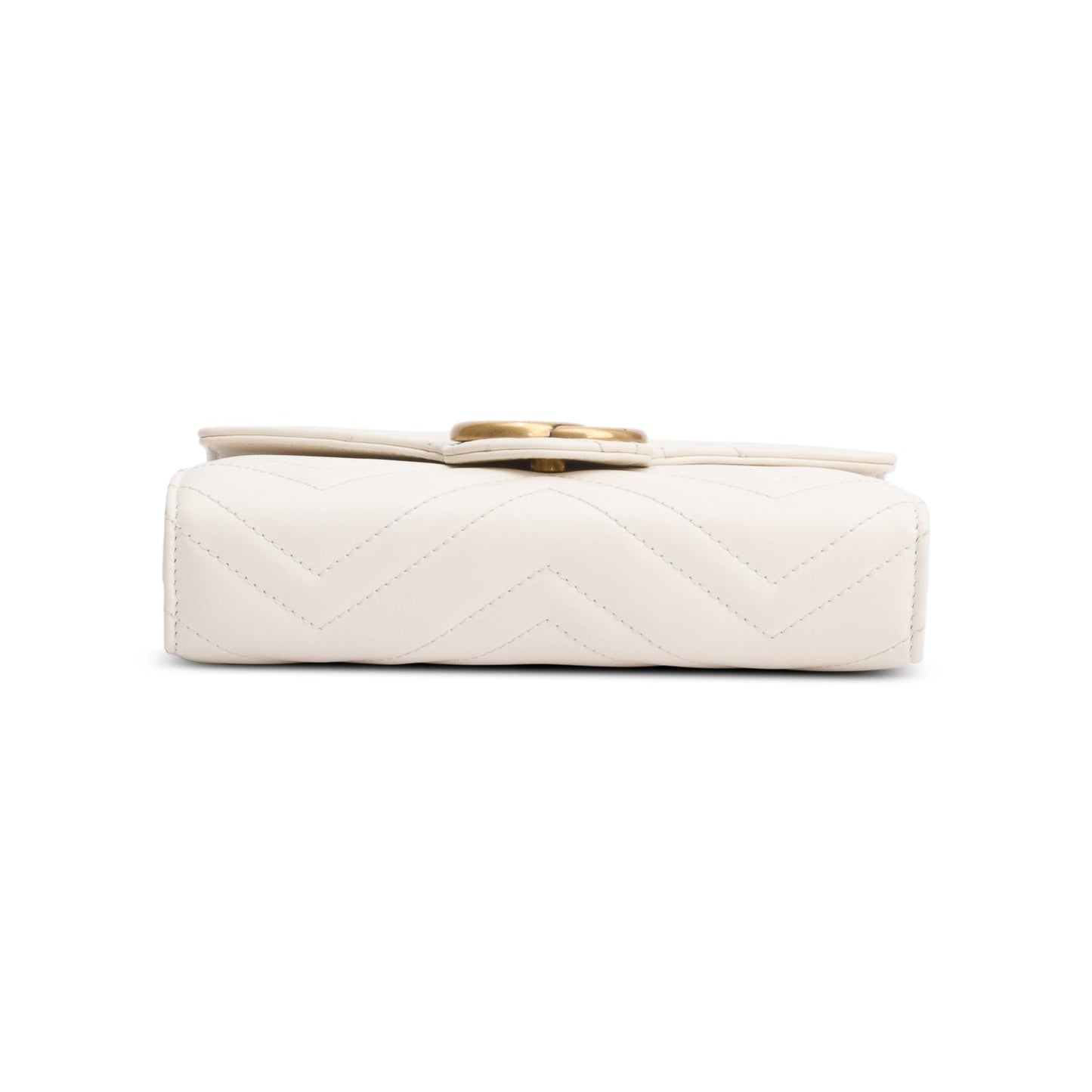 Gucci White GG Marmont Mini Wallet on Chain