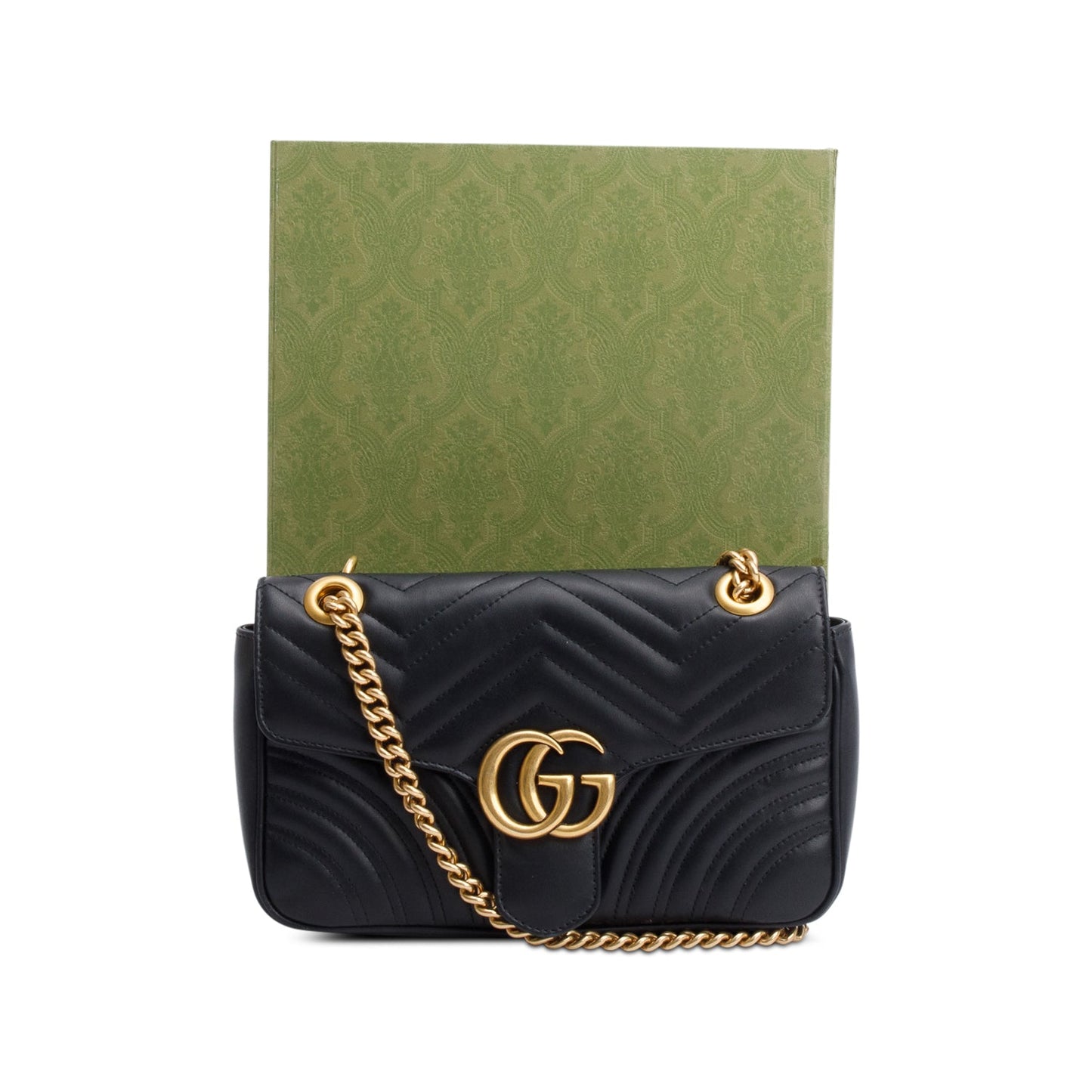 Gucci 2023 Black GG Marmont Matelasse Small Shoulder Bag
