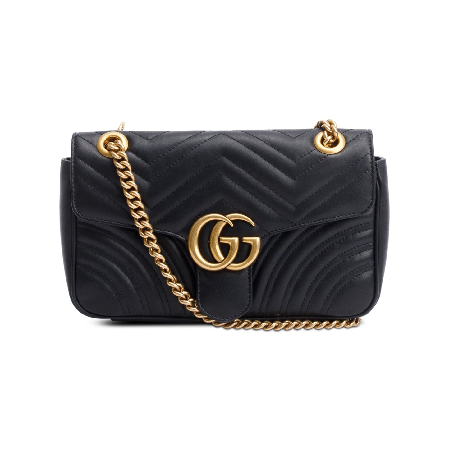 Gucci 2023 Black GG Marmont Matelasse Small Shoulder Bag