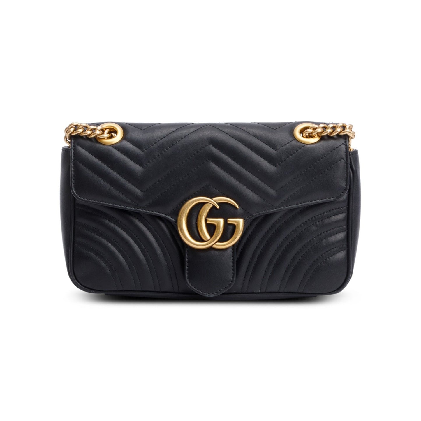 Gucci 2023 Black GG Marmont Matelasse Small Shoulder Bag