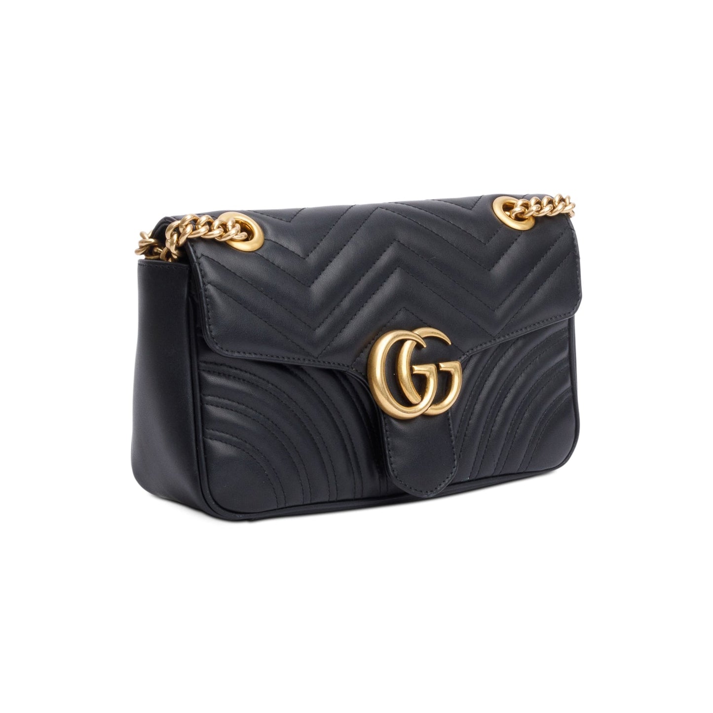 Gucci 2023 Black GG Marmont Matelasse Small Shoulder Bag