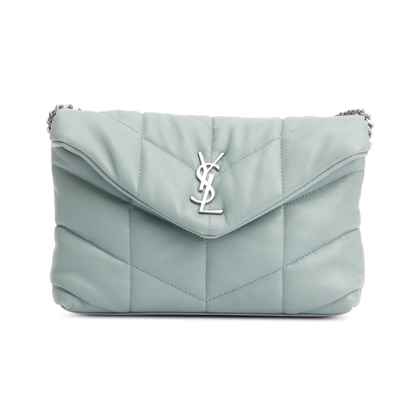Saint Laurent 2022 Grey Lambskin Leather Toy Puffer Shoulder Bag