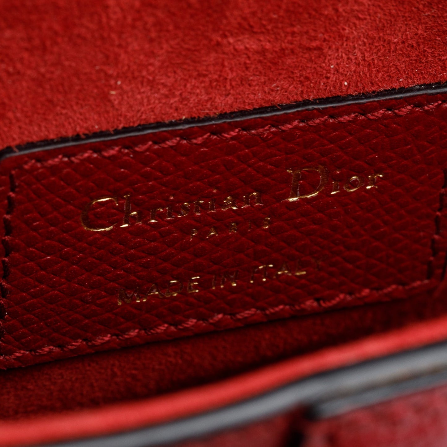 Christian Dior Red Grained Calfskin Leather Mini Saddle Bag