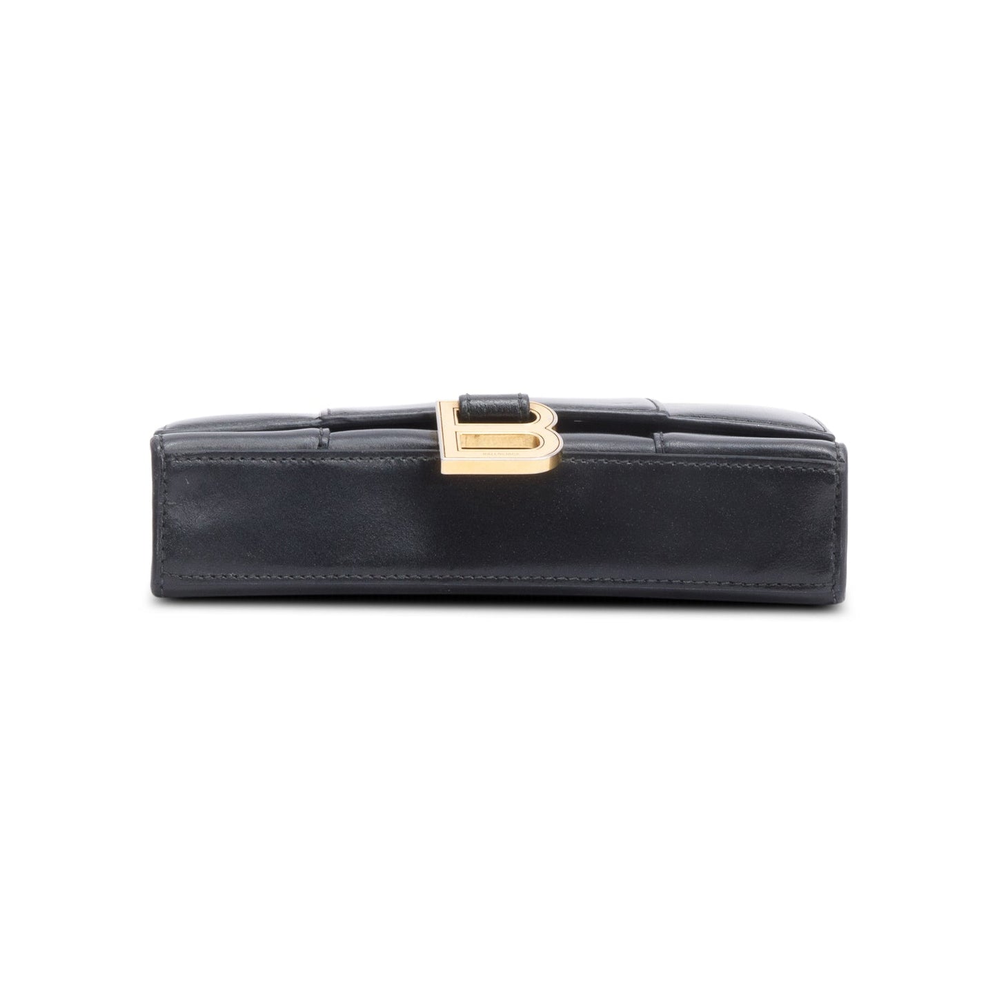 Balenciaga Black Smooth Leather Hourglass Wallet on Chain