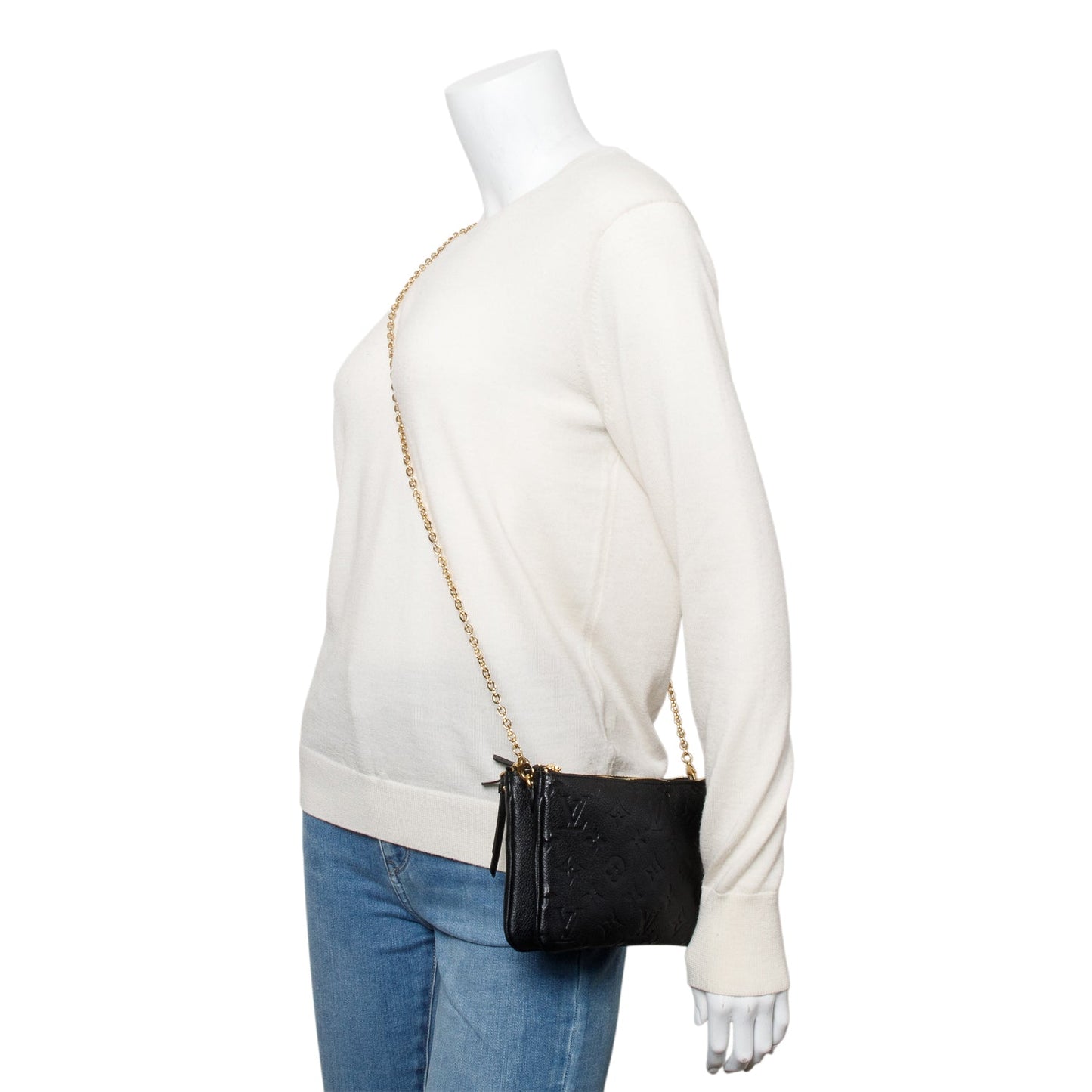 Louis Vuitton Black Monogram Empreinte Double Zip Pochette