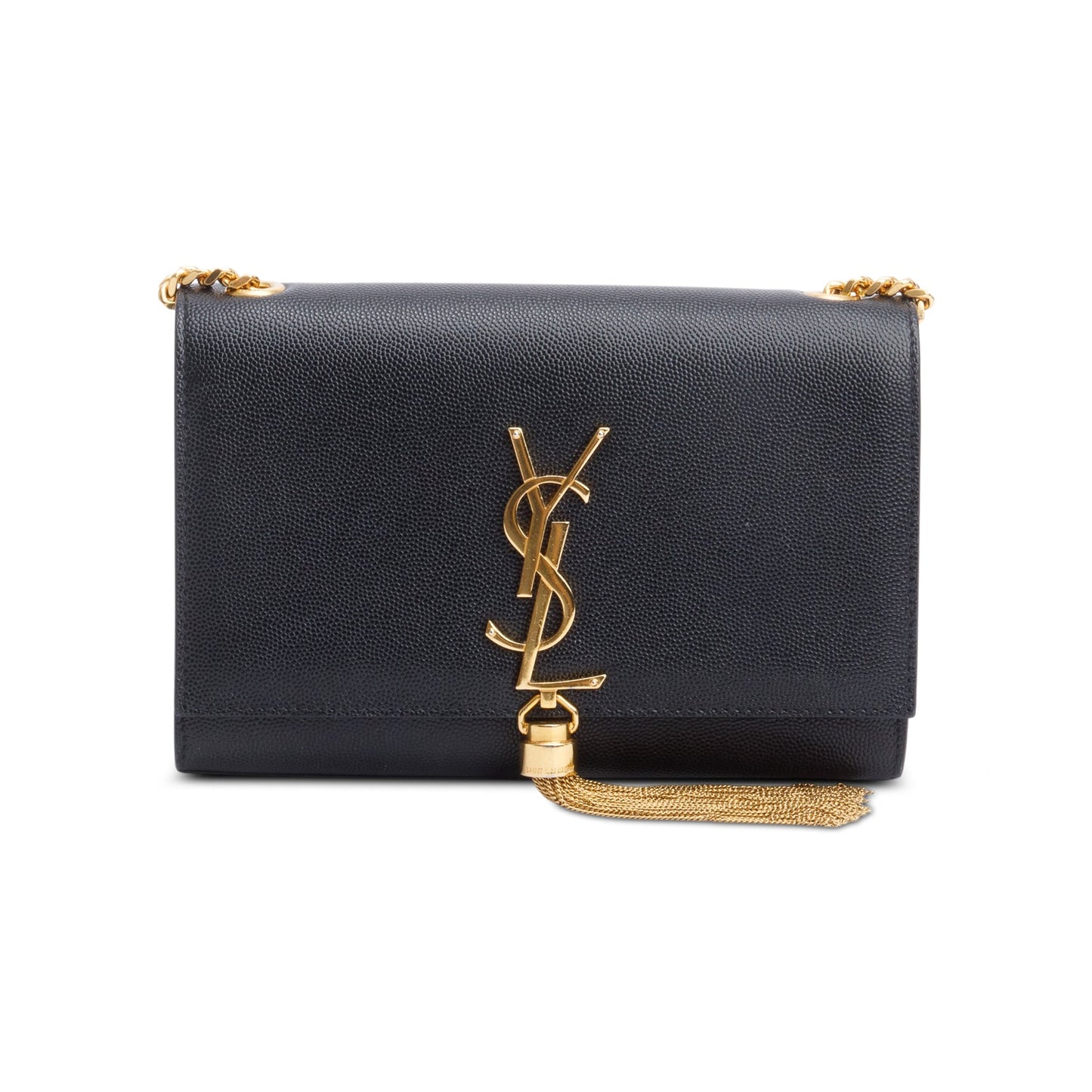 Saint Laurent Black Grained De Poudre Leather Small Kate Tassel Bag