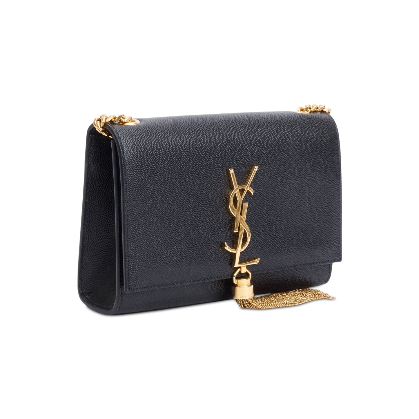 Saint Laurent Black Grained De Poudre Leather Small Kate Tassel Bag