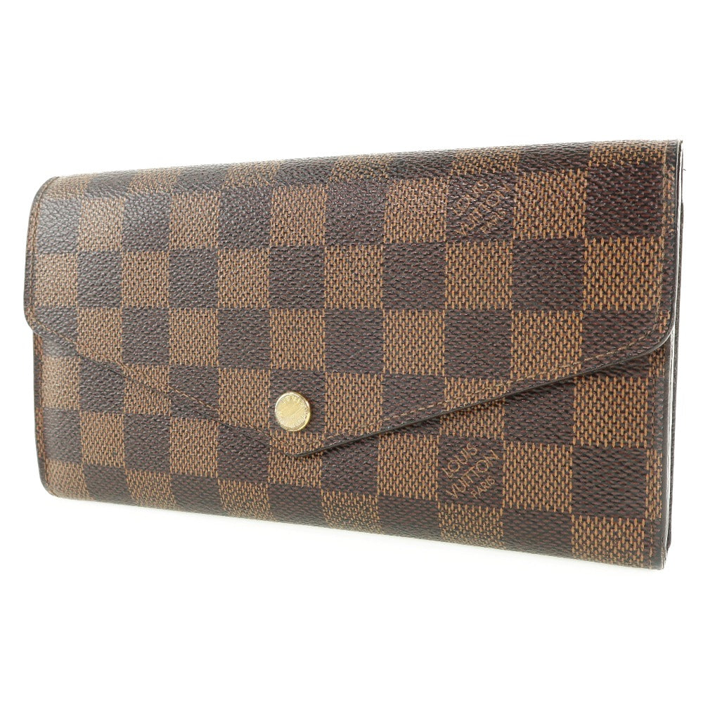 LOUIS VUITTON Long Wallet Purse N63209 Damier canvas Brown Portefeuille Sara Women(Unisex)