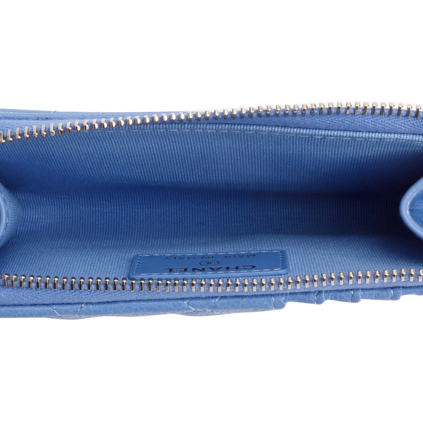 Chanel 2024 Blue Quilted Caviar Leather Classic Zipped Card Holder