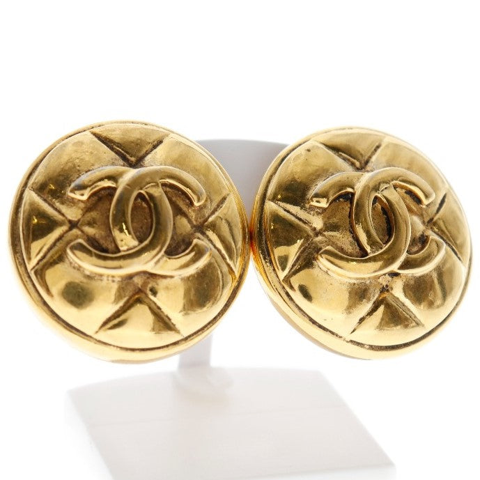 CHANEL Earring Plated Gold gold vintage Matrasse COCO Mark Women