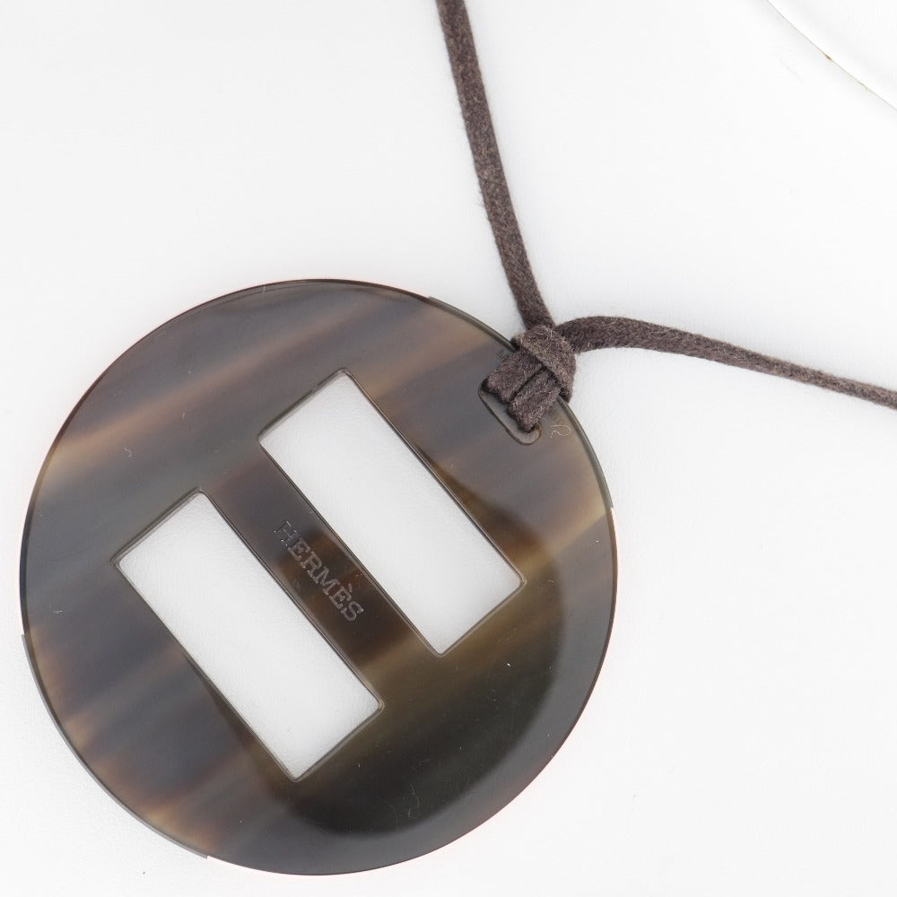 HERMES Necklace Buffalo horn Brown