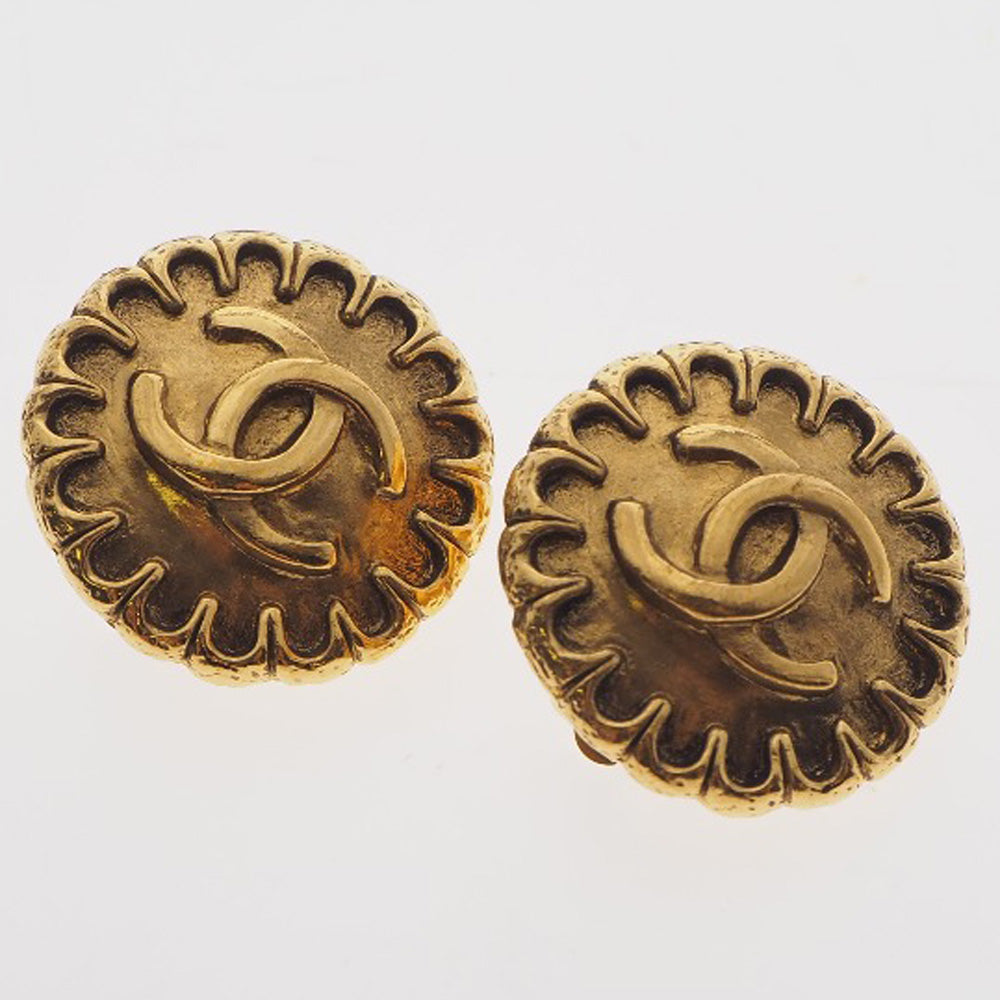 CHANEL Earring Plated Gold gold vintage COCO Mark Women