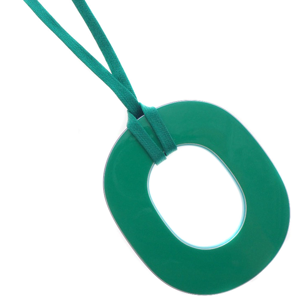 HERMES Necklace 052880FL Lacquer, Silk Green Ism Pigman Women